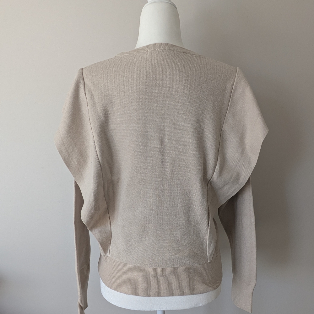 Beige Ruffle Sleeve Sweater - Picture 3 of 5
